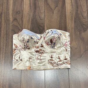 Floral Satin Bustier Top